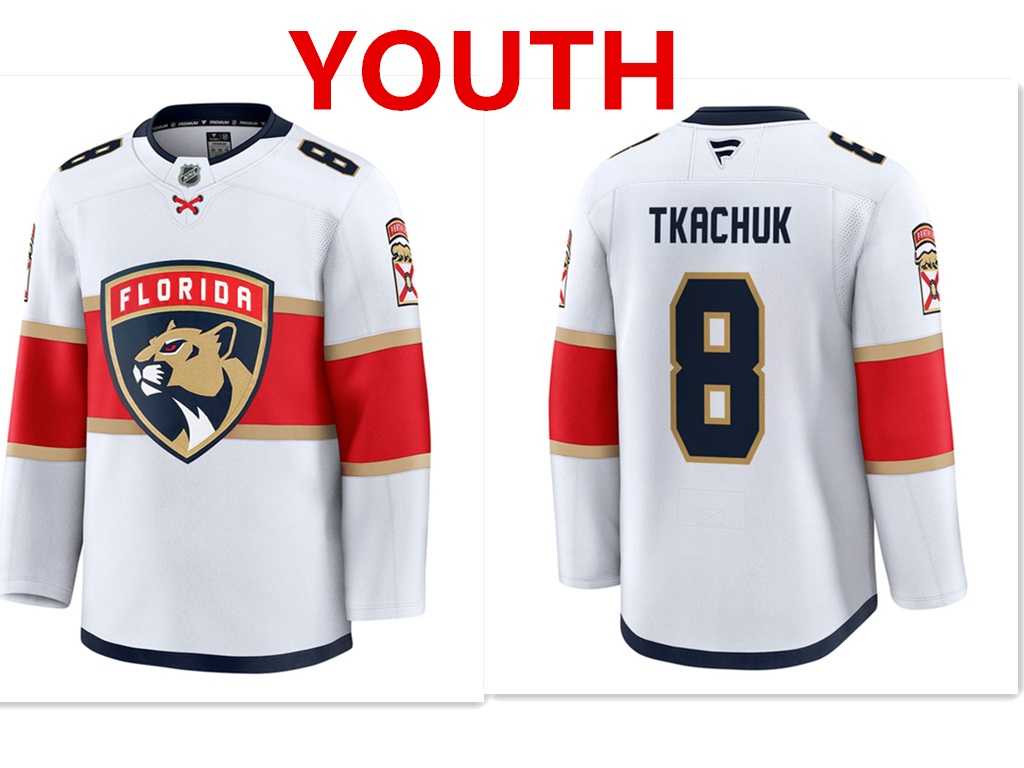 Youth Florida Panthers #8 Brady Tkachuk White Stitched away jersey Dzhi