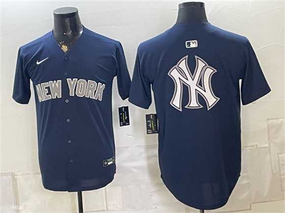 Men%27s New York Yankees Team Big Logo Navy Limited Stitched Baseball Jerseys