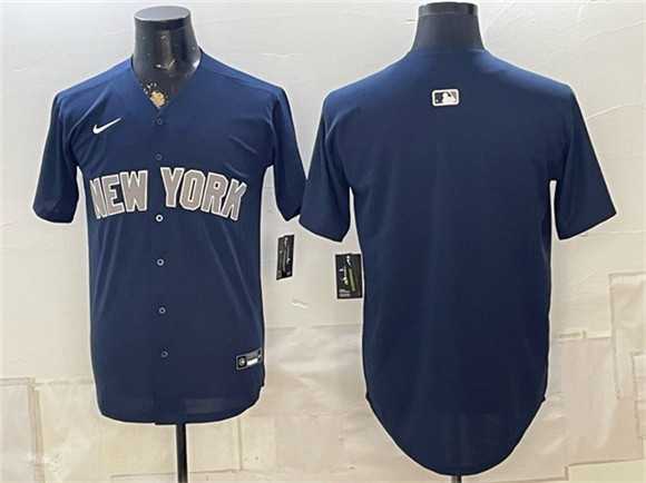 Men%27s New York Yankees Blank Navy Limited Stitched Jersey