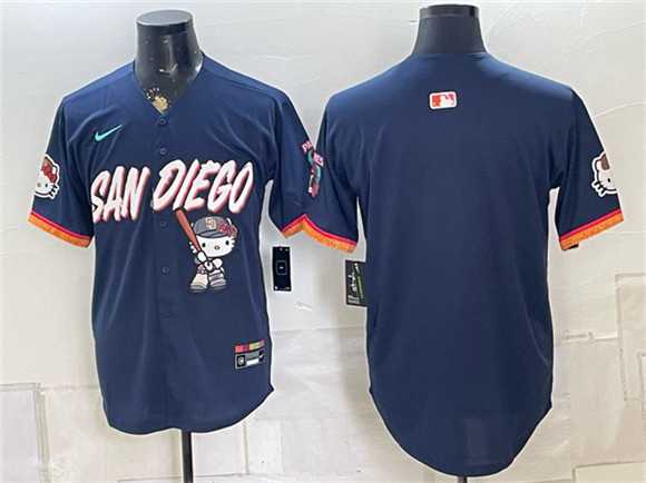 Men%27s San Diego Padres X Hello Kitty Blank Obsidian 2026 City Connect Stadium Stitched Jersey