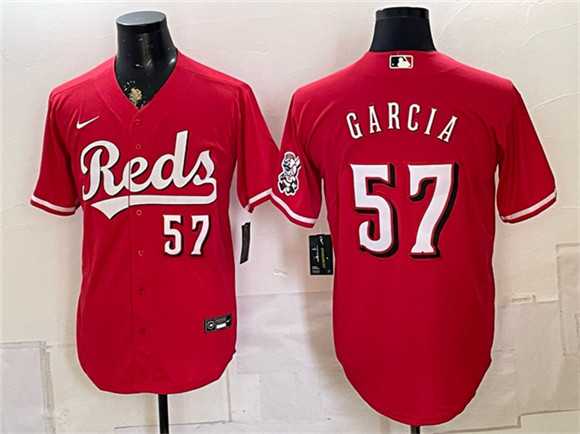 Men%27s Cincinnati Reds #57 Julian Garcia Red Stitched Jersey