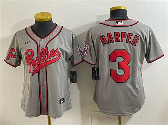 Youth Philadelphia Phillies #3 Bryce Harper Gray 2026 Field of Dreams Stadium Stitched Jersey