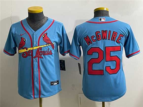 Youth St. Louis Cardinals #25 Mark McGwire Blue Cool Base Stitched Jersey