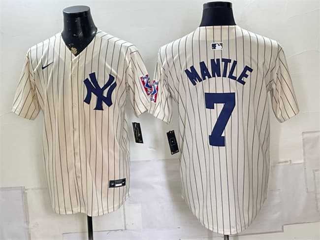 Men%27s New York Yankees #7 Mickey Mantle Cream 2026 Field of Dreams Stadium Stitched Jersey