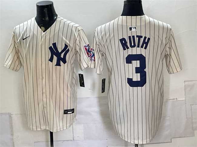 Men%27s New York Yankees #3 Babe Ruth Cream 2026 Field of Dreams Stadium Stitched Jersey1