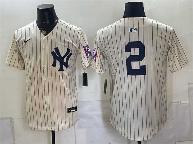 Men%27s New York Yankees #2 Derek Jeter Cream 2026 Field of Dreams Stadium Stitched Jersey