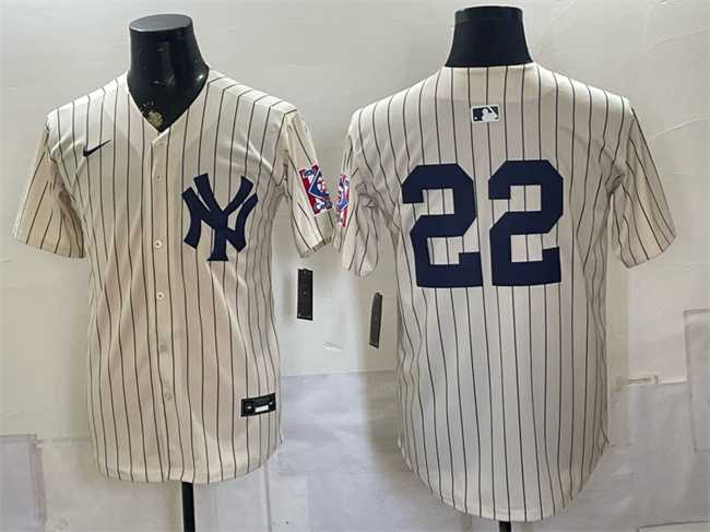 Men%27s New York Yankees #22 Ben Rice Cream 2026 Field of Dreams Stadium Stitched Jersey