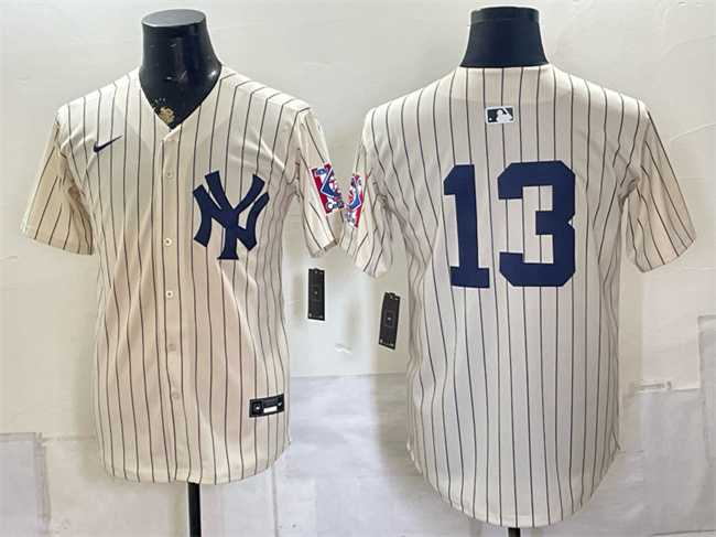 Men%27s New York Yankees #13 Jazz Chisholm Jr. Cream 2026 Field of Dreams Stadium Stitched Jersey