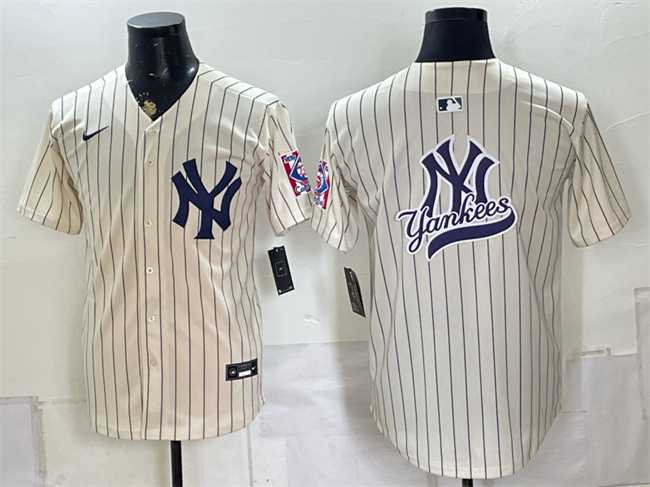 Men%27s New York Yankees Team Big Logo Cream 2026 Field of Dreams Stadium Stitched Jersey Dzhi