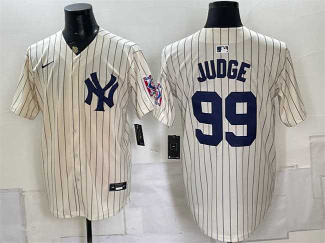 Men%27s New York Yankees #99 Aaron Judge Cream 2026 Field of Dreams Stadium Stitched Jersey1