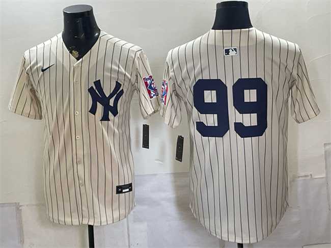 Men%27s New York Yankees #99 Aaron Judge Cream 2026 Field of Dreams Stadium Stitched Jersey