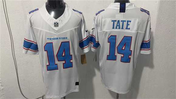 Men%27s Tennessee Titans #14 Carnell Tate White 2026 F.U.S.E. Vapor Limited Stitched Jersey