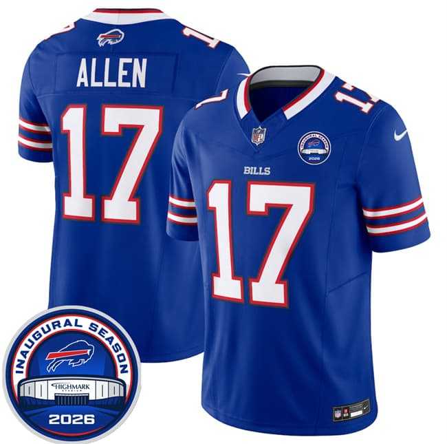 Men%27s Buffalo Bills #17 Josh Allen Blue F.U.S.E. 2026 Inaugural Season at Highmark Stadium Stitched Jersey Dzhi