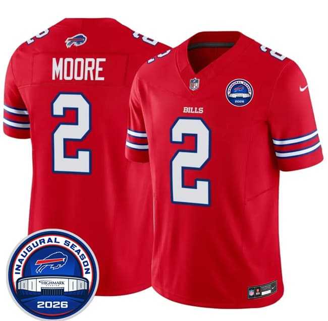 Men%27s Buffalo Bills #2 D.J. Moore Red F.U.S.E. 2026 Inaugural Season at Highmark Stadium Stitched Jersey Dzhi