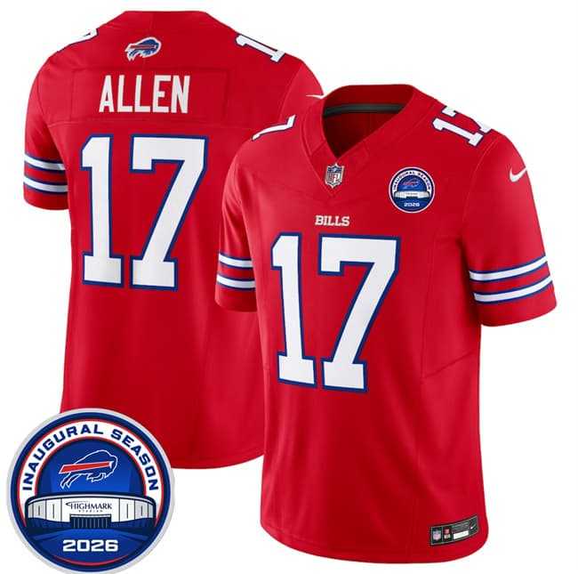 Men%27s Buffalo Bills #17 Josh Allen Red F.U.S.E. 2026 Inaugural Season at Highmark Stadium Stitched Jersey Dzhi