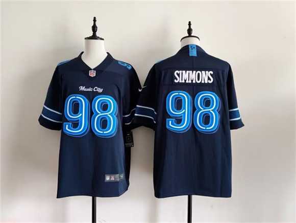 Men%27s Tennessee Titans #98 Jeffery Simmons Navy 2026 %27Music City%27 Rivalries Collection Limited Stitched Jersey