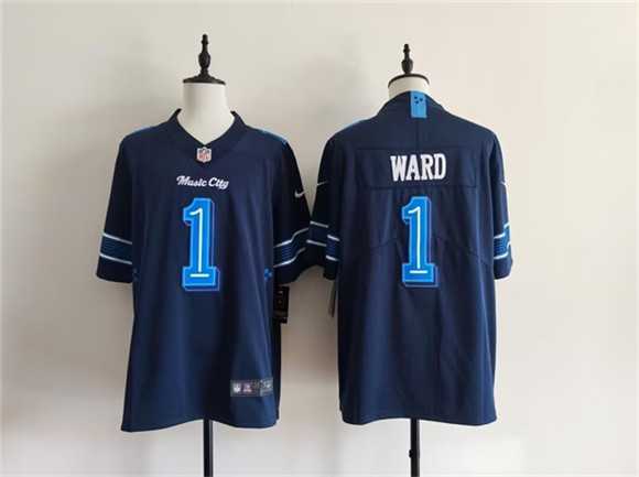 Men%27s Tennessee Titans #1 Cameron Ward Navy 2026 %27Music City%27 Rivalries Collection Limited Stitched Jersey