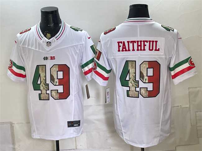 Men%27s San Francisco 49ers #49 Faithful White 2025 F.U.S.E. Mexico Vapor Limited Stitched Jersey Dzhi