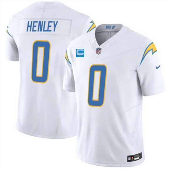 Men%27s Los Angeles Chargers #0 Daiyan Henley White 2026 F.U.S.E. 2-Star C Patch Vapor Limited Stitched Jersey Dzhi