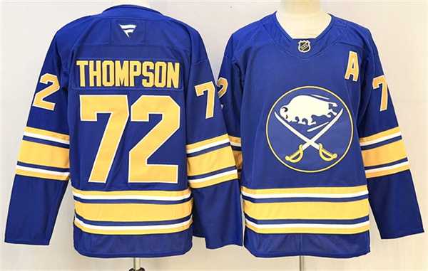 Men%27s Buffalo Sabres #72 Tage Thompson Blue 2024-25 With A Patch Stitched Jersey