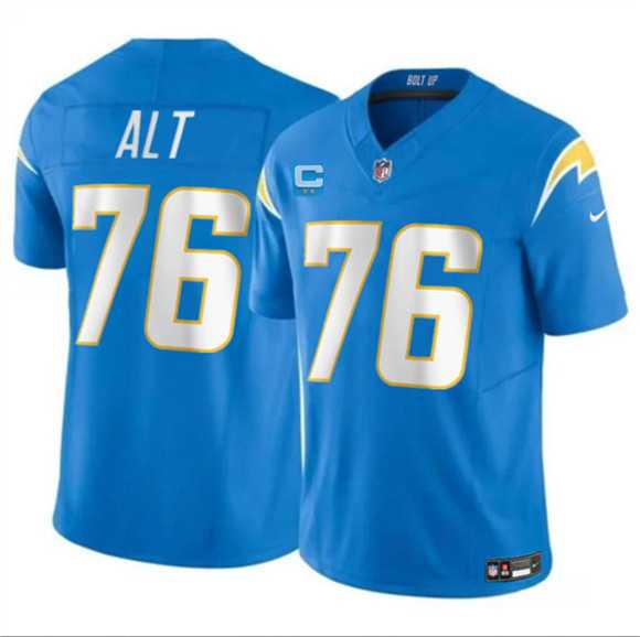 Men%27s Los Angeles Chargers #76 Joe Alt Blue 2026 F.U.S.E. 2-Star C Patch Vapor Limited Stitched Jersey Dzhi