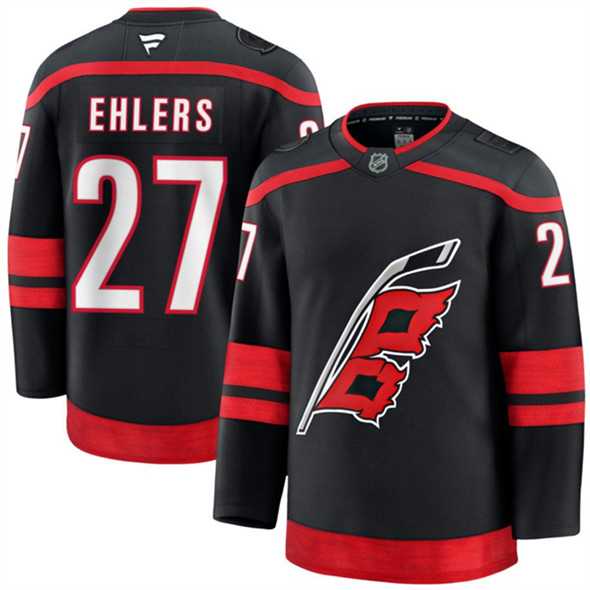 Men%27s Carolina Hurricanes #27 Nikolaj Ehlers Black 2024-25 Home Stitched Hockey Jersey Dzhi