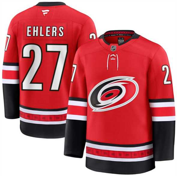 Men%27s Carolina Hurricanes #27 Nikolaj Ehlers Red 2024-25 Alternate Stitched Hockey Jersey Dzhi