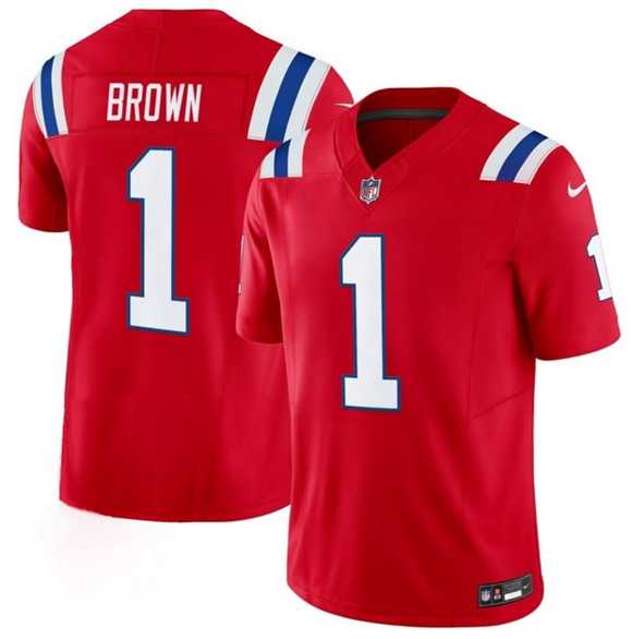 Men%27s New England Patriots #1 A.J. Brown Red 2026 F.U.S.E. Vapor Limited Stitched Jersey