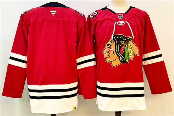 Men%27s Chicago Blackhawks Blank Red 2025 Home 100th Anniversary Stitched Hockey Jersey