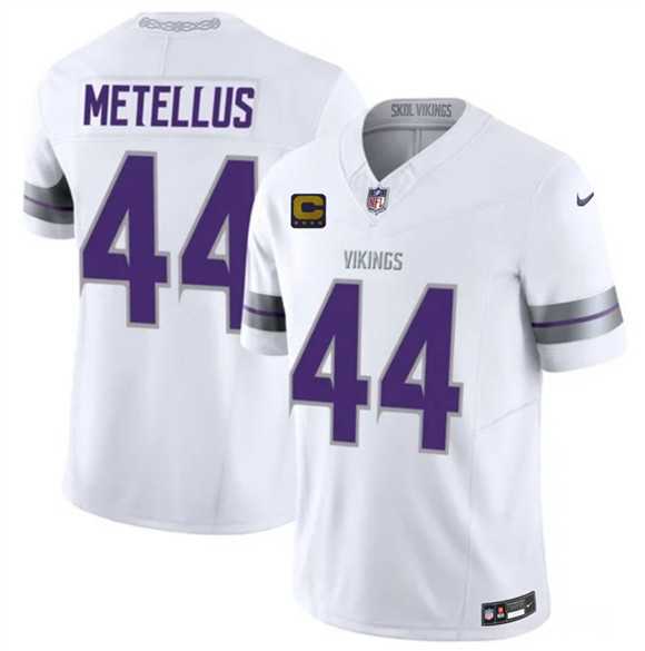 Men%27s Minnesota Vikings #44 Josh Metellus White 2026 F.U.S.E. 4-Star C Patch Winter Warrior Limited Stitched Jersey Dzhi