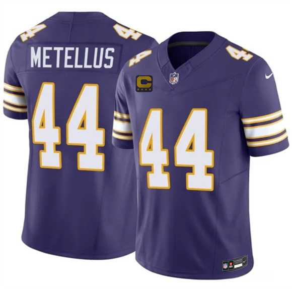 Men%27s Minnesota Vikings #44 Josh Metellus Purple 2026 F.U.S.E. 4-Star C Patch Vapor Untouchable Throwback Limited Stitched Jersey Dzhi