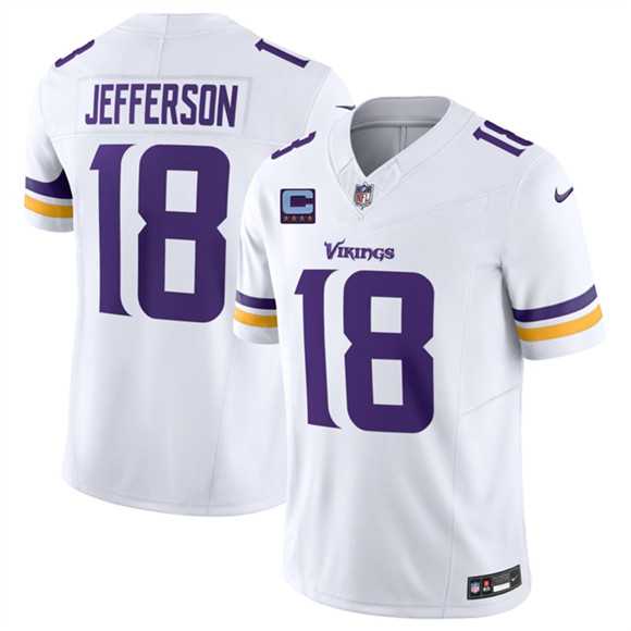 Men%27s Minnesota Vikings #18 Justin Jefferson White 2026 F.U.S.E. With 4-star C Patch Vapor Untouchable Limited Stitched Jersey Dzhi