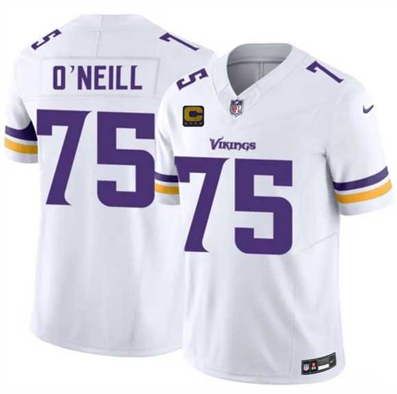 Men%27s Minnesota Vikings #75 Brian O%27Neill White 2026 F.U.S.E. 4-Star C Patch Vapor Untouchable Limited Stitched Jersey Dzhi