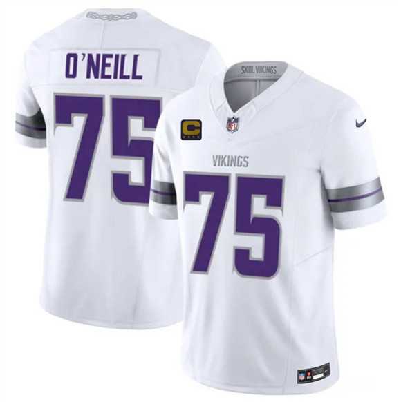 Men%27s Minnesota Vikings #75 Brian O%27Neill White 2026 F.U.S.E. 4-Star C Patch Winter Warrior Limited Stitched Jersey Dzhi