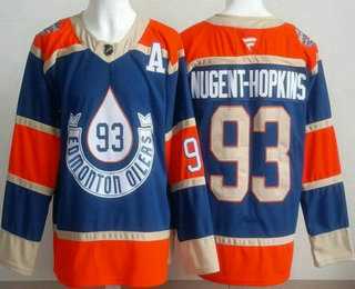 Men%27s Edmonton Oilers #93 Ryan Nugent Hopkins Blue Heritage Classic Authentic Jersey