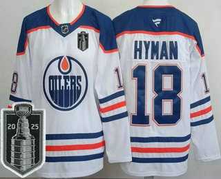 Men%27s Edmonton Oilers #18 Zach Hyman White 2025 Stanley Cup Final Authentic Jersey