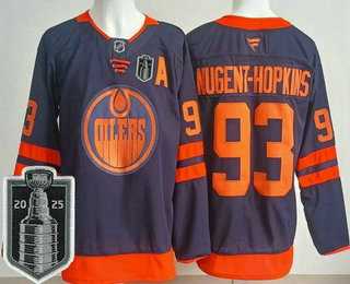 Men%27s Edmonton Oilers #93 Ryan Nugent Hopkins Navy 2025 Stanley Cup Final Authentic Jersey