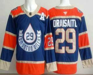 Men%27s Edmonton Oilers #29 Leon Draisaitl Blue Heritage Classic Authentic Jersey