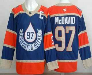 Men%27s Edmonton Oilers #97 Connor McDavid Blue Heritage Classic Authentic Jersey