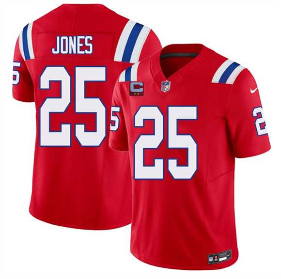 Men%27s New England Patriots #25 Marcus Jones Red 2026 F.U.S.E. 2-Star C Pach Vapor Limited Stitched Jersey Dzhi