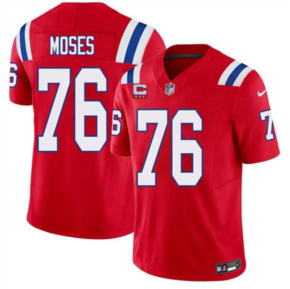 Men%27s New England Patriots #76 Morgan Moses Red 2026 F.U.S.E. 3-Star C Pach Vapor Limited Stitched Jersey Dzhi
