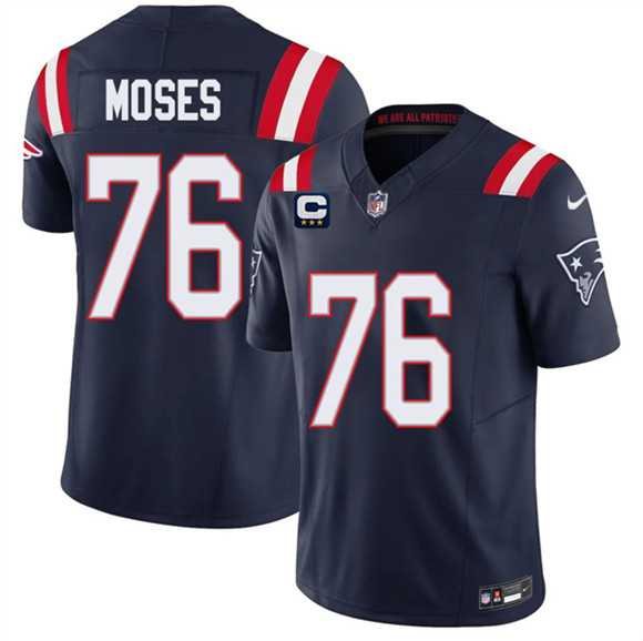 Men%27s New England Patriots #76 Morgan Moses Navy 2026 F.U.S.E. 3-Star C Pach Vapor Limited Stitched Jersey Dzhi