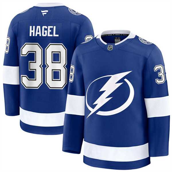 Men%27s Tampa Bay Lightning #38 Brandon Hagel Blue Home Stitched Hockey Jersey Dzhi
