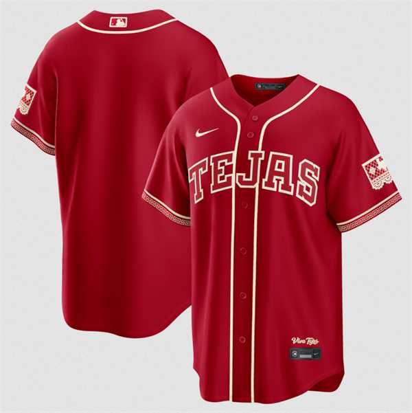 Men%27s Texas Rangers Blank Red 2026 City Connect Stadium Stitched Jersey Dzhi