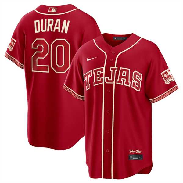 Men%27s Texas Rangers #20 Ezequiel Duran Red 2026 City Connect Stadium Stitched Jersey Dzhi