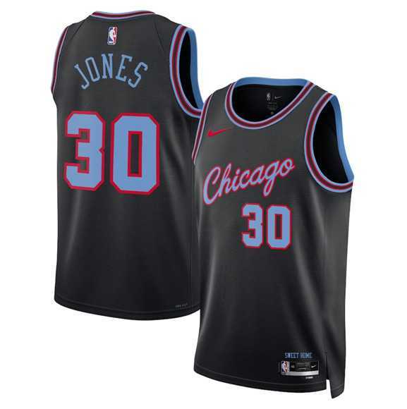 Men%27s Chicago Bulls #30 Tre Jones Black 2025-26 City Edition Swingman Stitched Jersey Dzhi