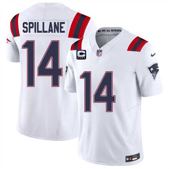 Men%27s New England Patriots #14 Robert Spillane White 2026 F.U.S.E. 4-Star C Pach Vapor Limited Stitched Jersey Dzhi