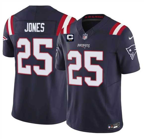 Men%27s New England Patriots #25 Marcus Jones Navy 2026 F.U.S.E. 2-Star C Pach Vapor Limited Stitched Jersey Dzhi