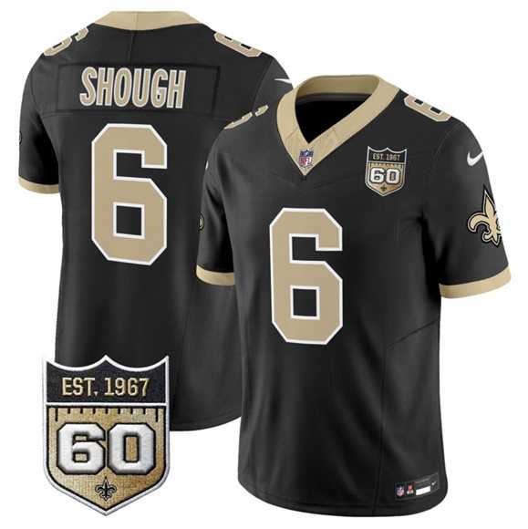 Men%27s New Orleans Saints #6 Tyler Shough Black 2026 F.U.S.E 60th Anniversary Patch Vapor Limited Stitched Jersey Dzhi