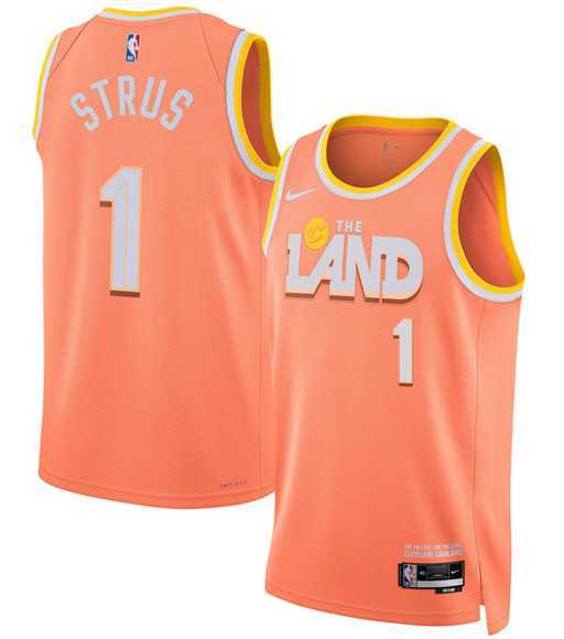 Men%27s Cleveland Cavaliers #1 Max Strus Orange 2025-26 City Edition Swingman Stitched Jersey Dzhi